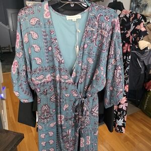 Floral Teal Wrap Dress